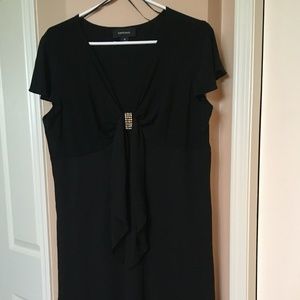 Stretchy pull-over black dress with rhinestones